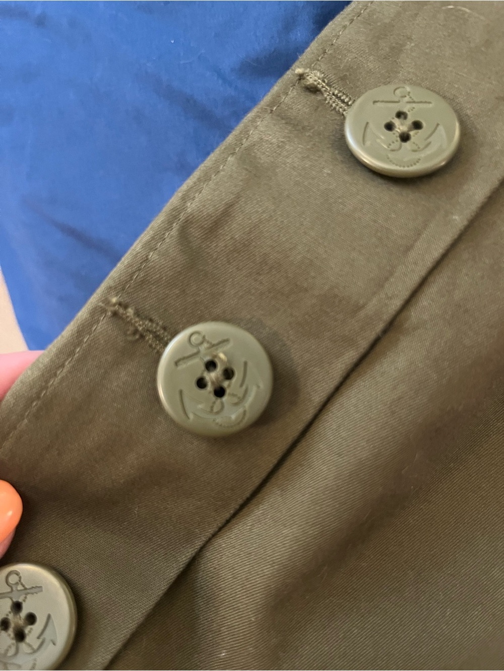 Talbots Classic Olive Button-Front Women's Skirt - Picture 4 of 4